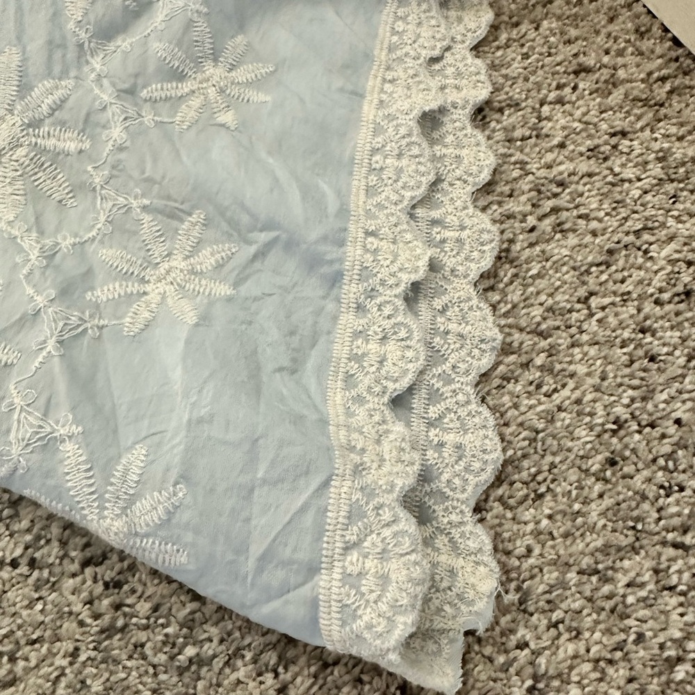 POL Sky Blue Embroidered Button Up 3/4 Sleeve Top - Picture 8 of 11